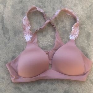 Aerie Real Sunnie Wireless Bra with Floral Strap Mystical Mauve Size 36A
